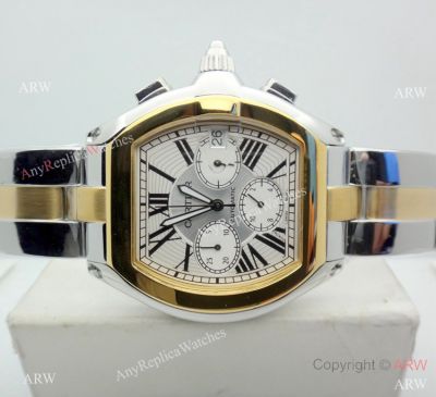 Best Replica Cartier Roadster Two Tone Men Chronograph Watch